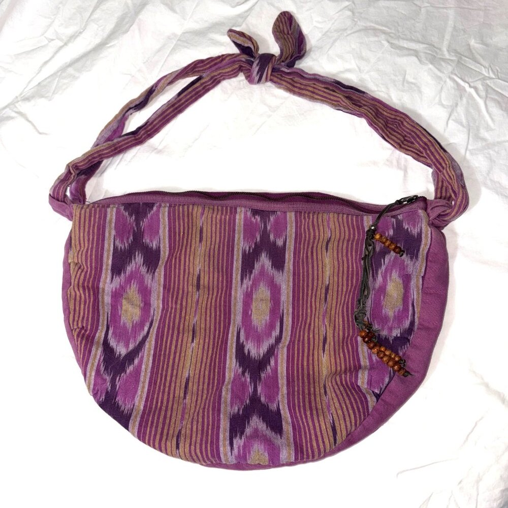 American Eagle Outfitters VTG 2011 Boho Oversized Crescent Ikat Fabric Hobo Bag - Picture 2 of 16